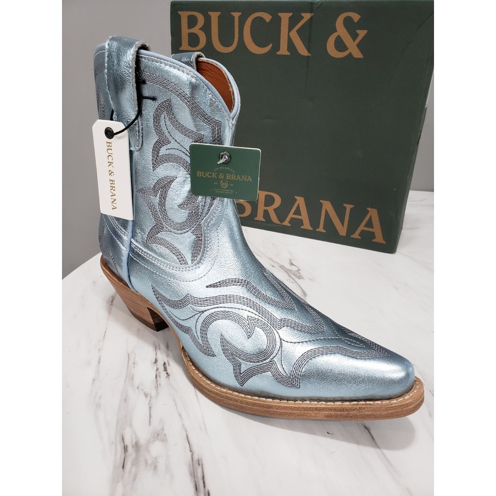 Buck & Brana Regina Misouri Cowgirl Western Boots  Leather Embroidery Metallic